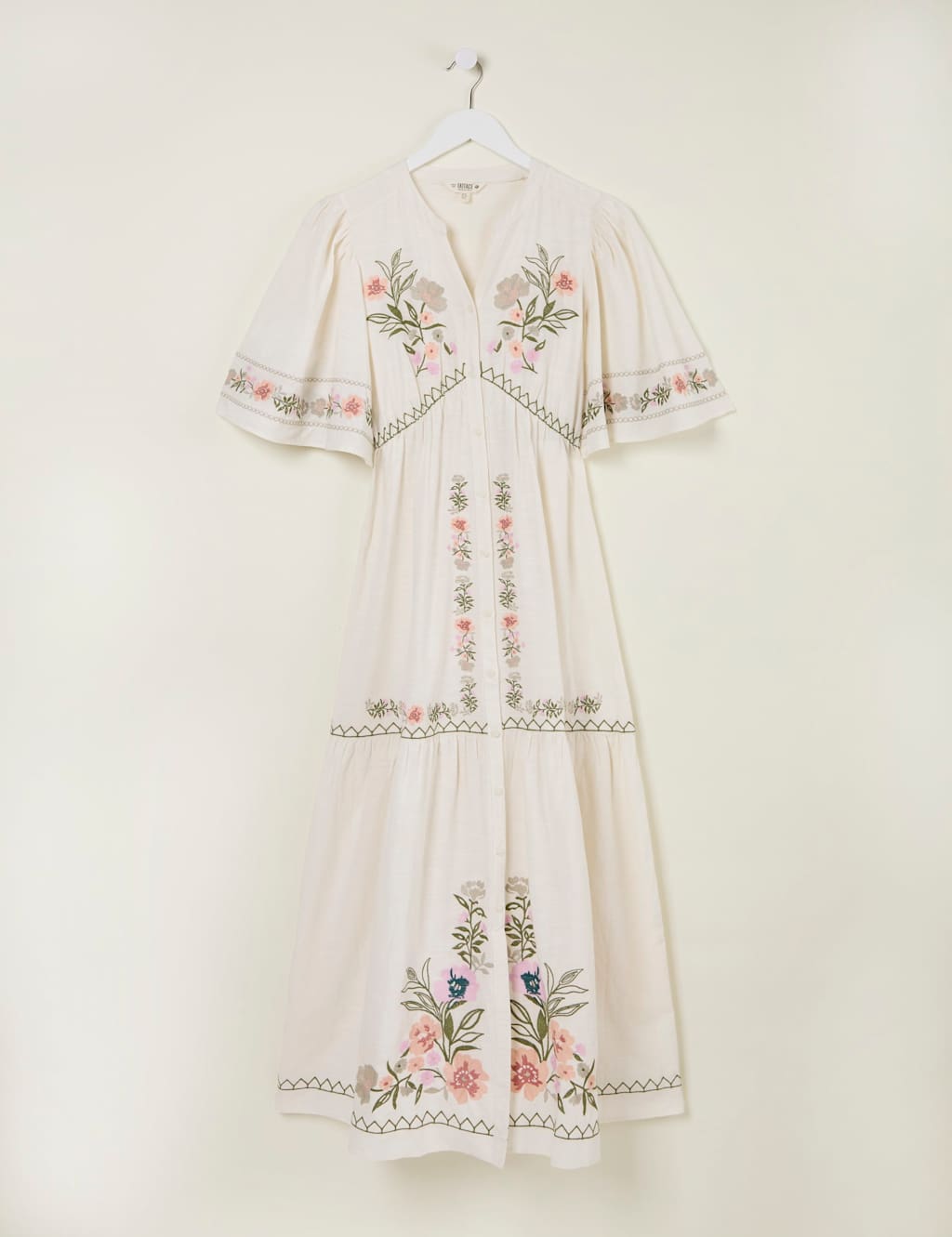 Floral Notch Neck Midi Tiered Dress