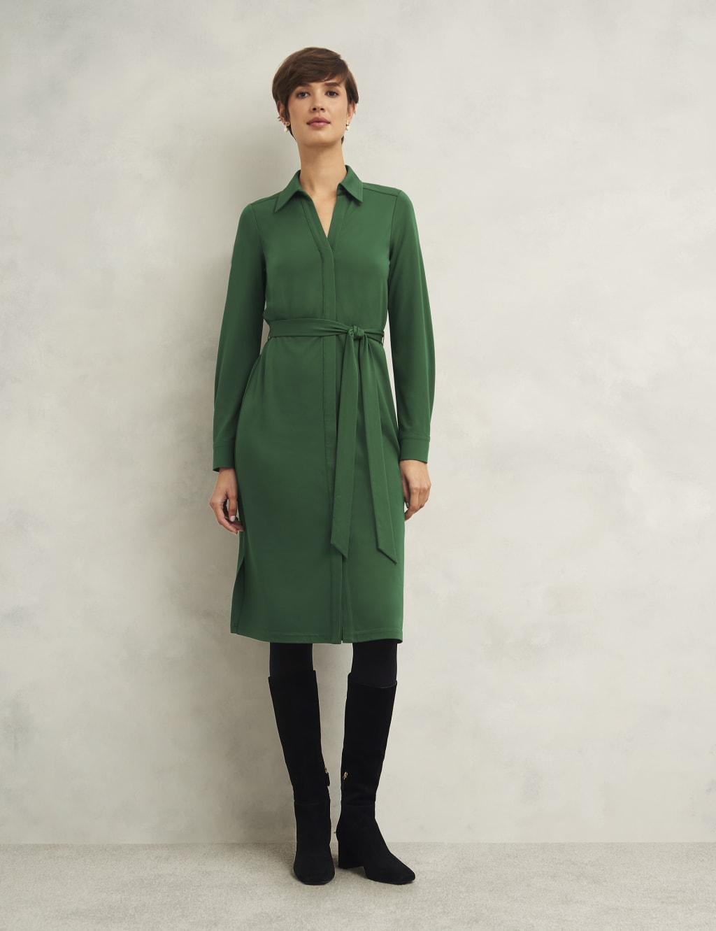 Tie Waist Midi Shirt Dress