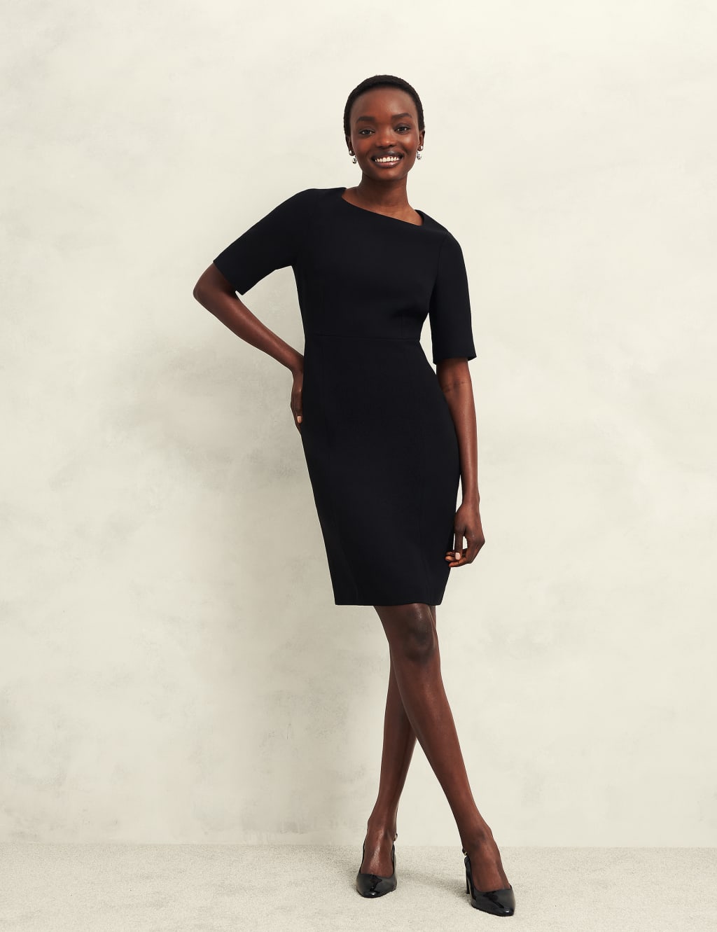 Square Neck Knee Length Shift Dress