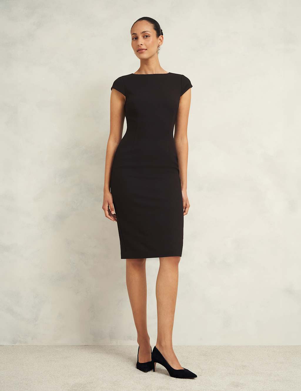 Wide Neck Knee Length Shift Dress