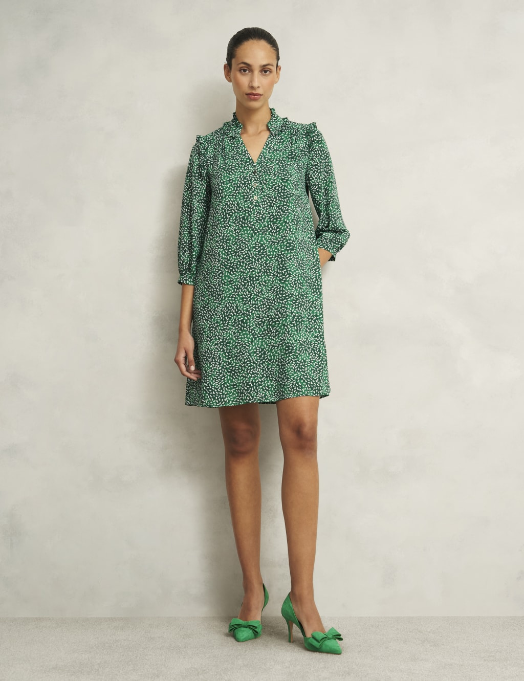 Laurel Printed V-Neck Mini Shift Dress