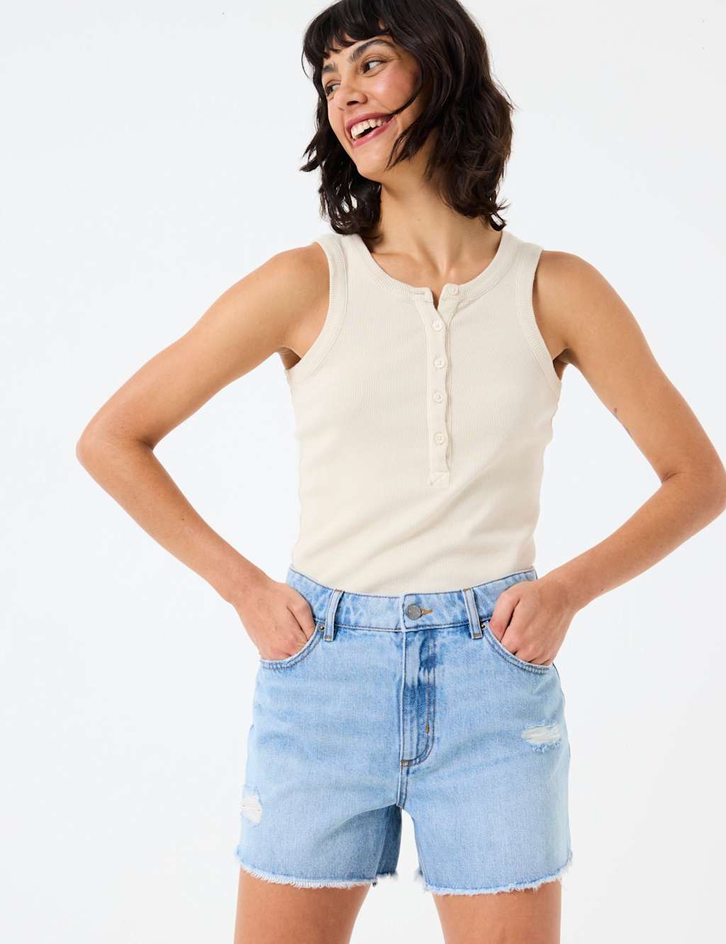 Cotton Rich Textured Ribbed Vest