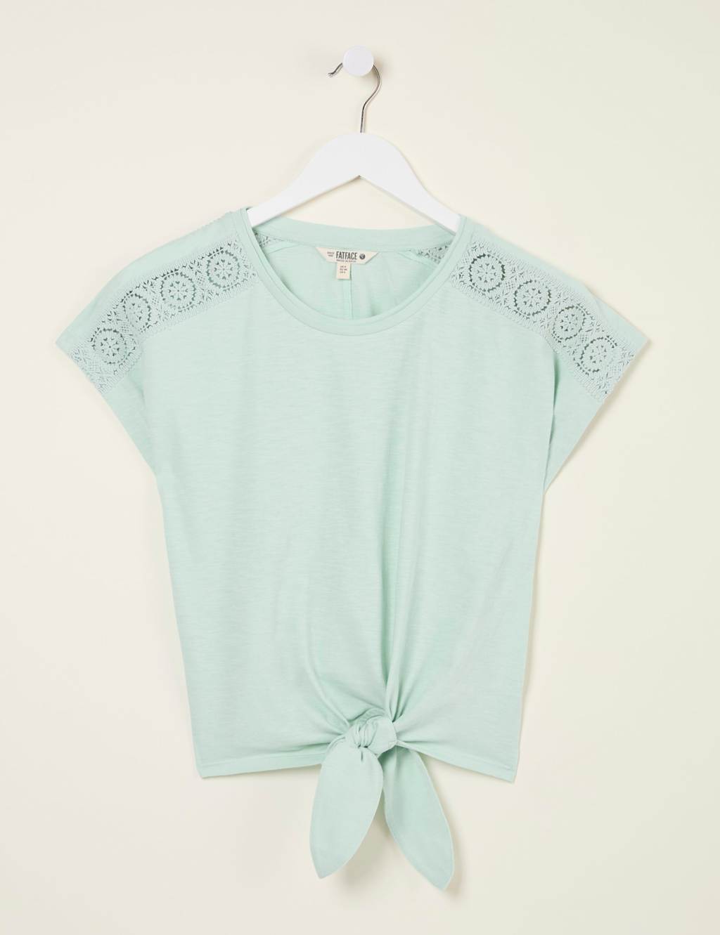 Pure Cotton Lace Detail Tie Front Top