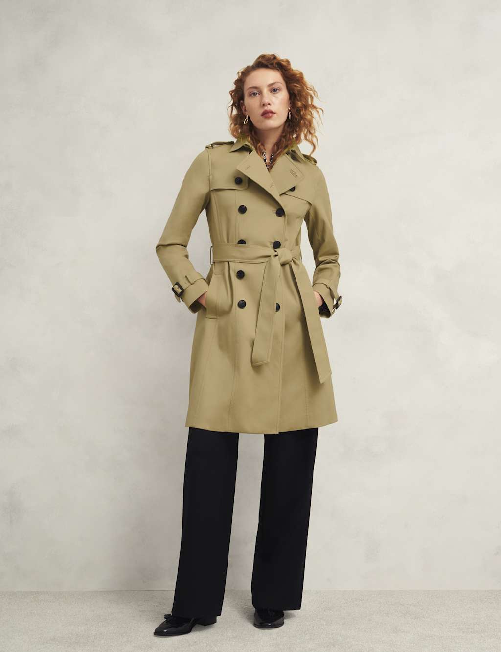 HOBBS Cotton Rich Belted Longline Trench Coat Beige