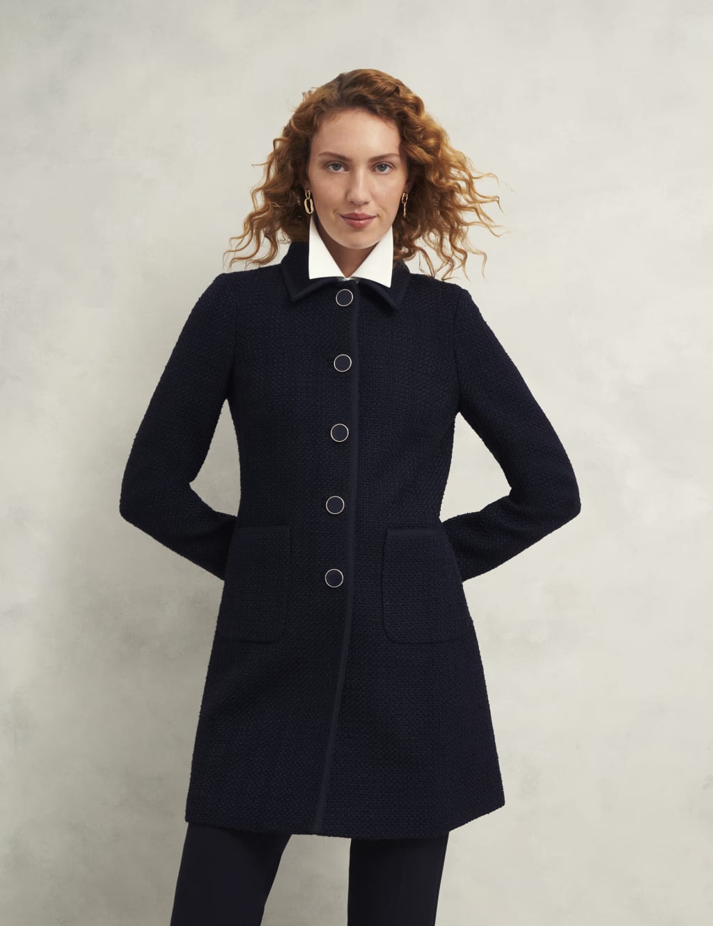 Tweed Longline Tailored Coat with Wool