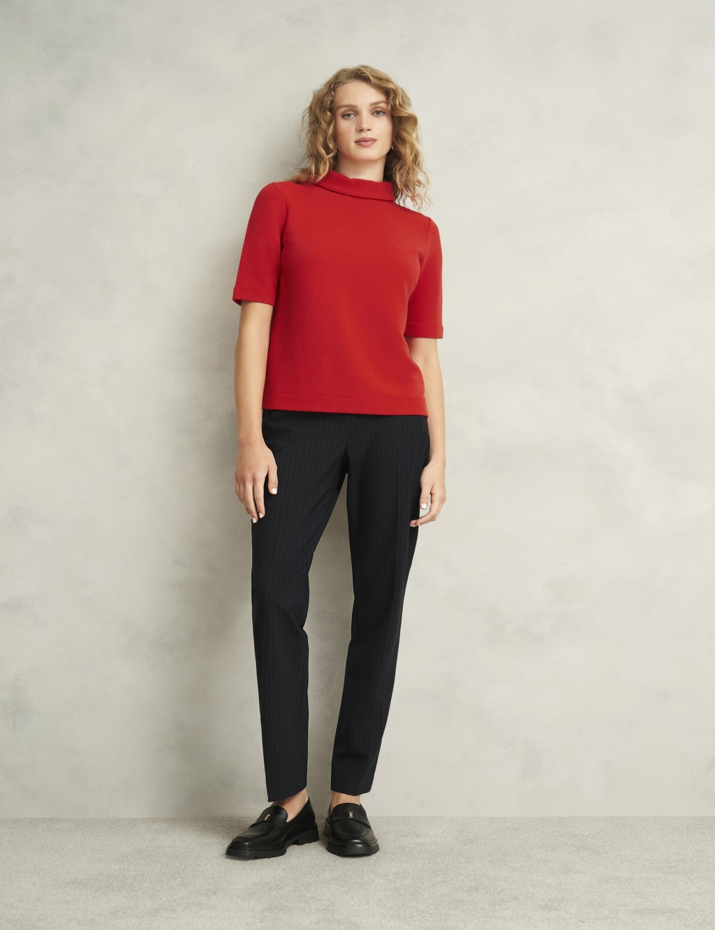 Cotton Blend Roll Neck Top