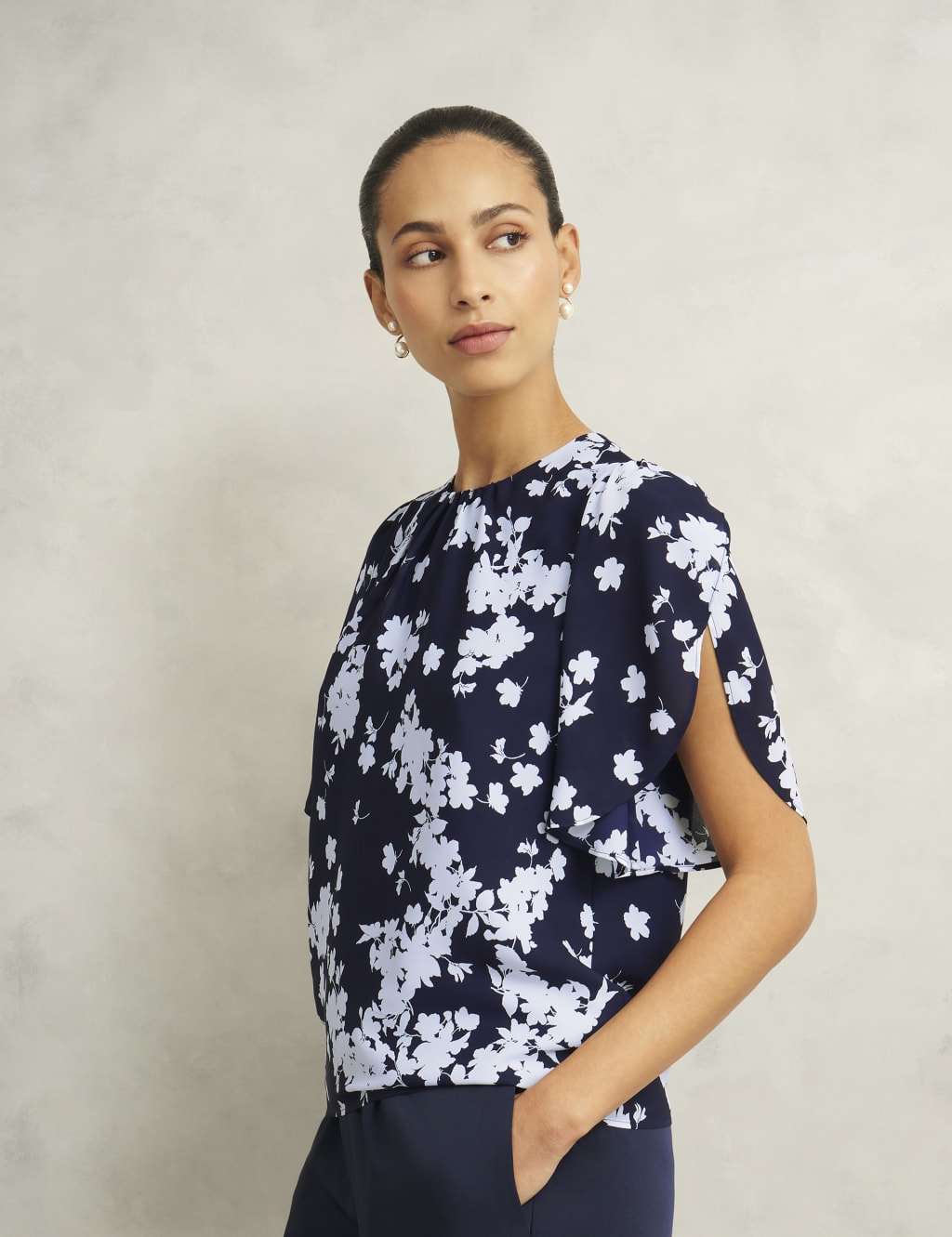 Chiffon Floral Crew Neck Top