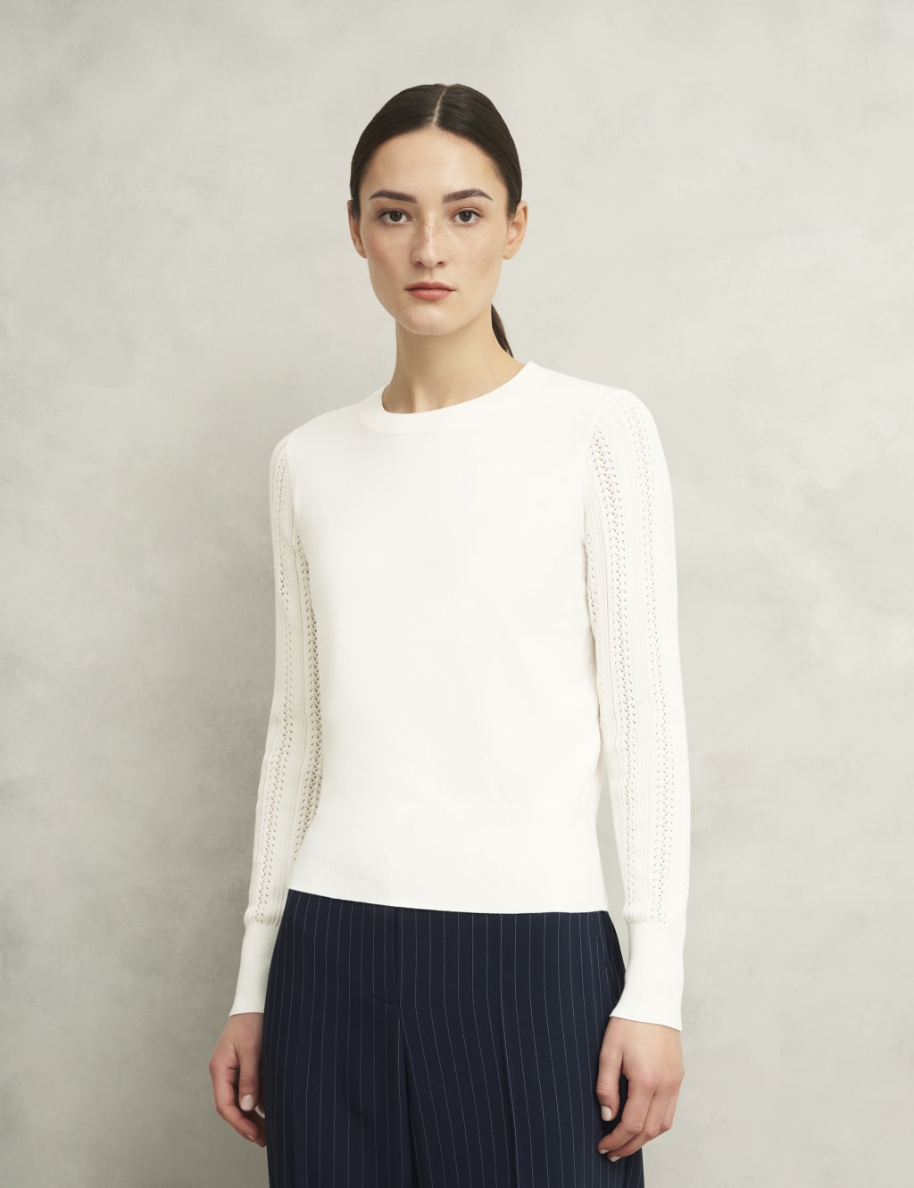 Pointelle Crew Neck Jumper