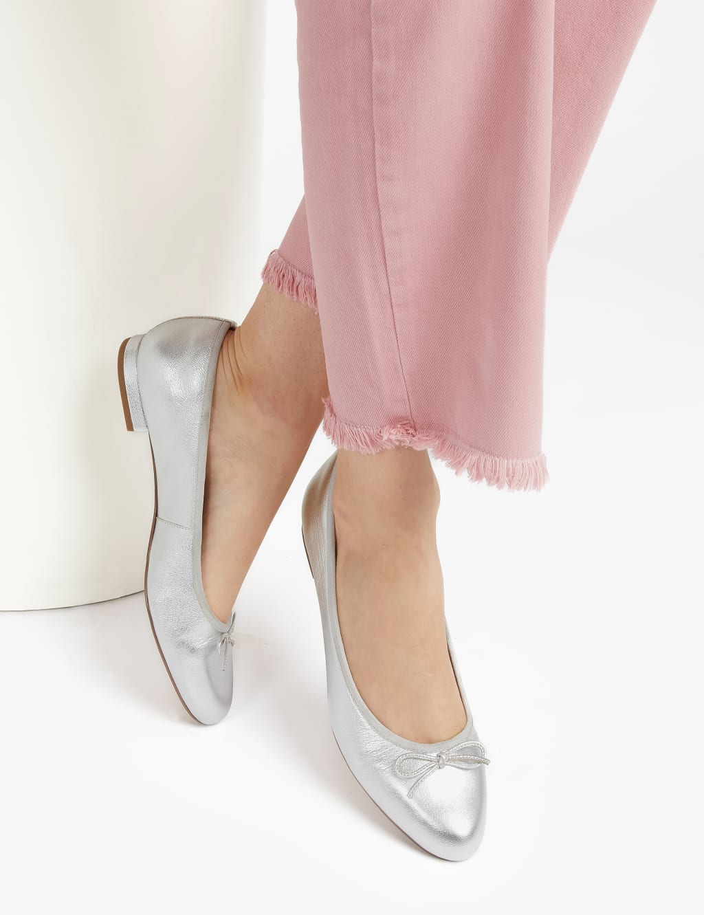 Jones Bootmaker Women's Leather Flat Ballet Pumps - 5 - Silver, Navy,Silver,Black,Beige