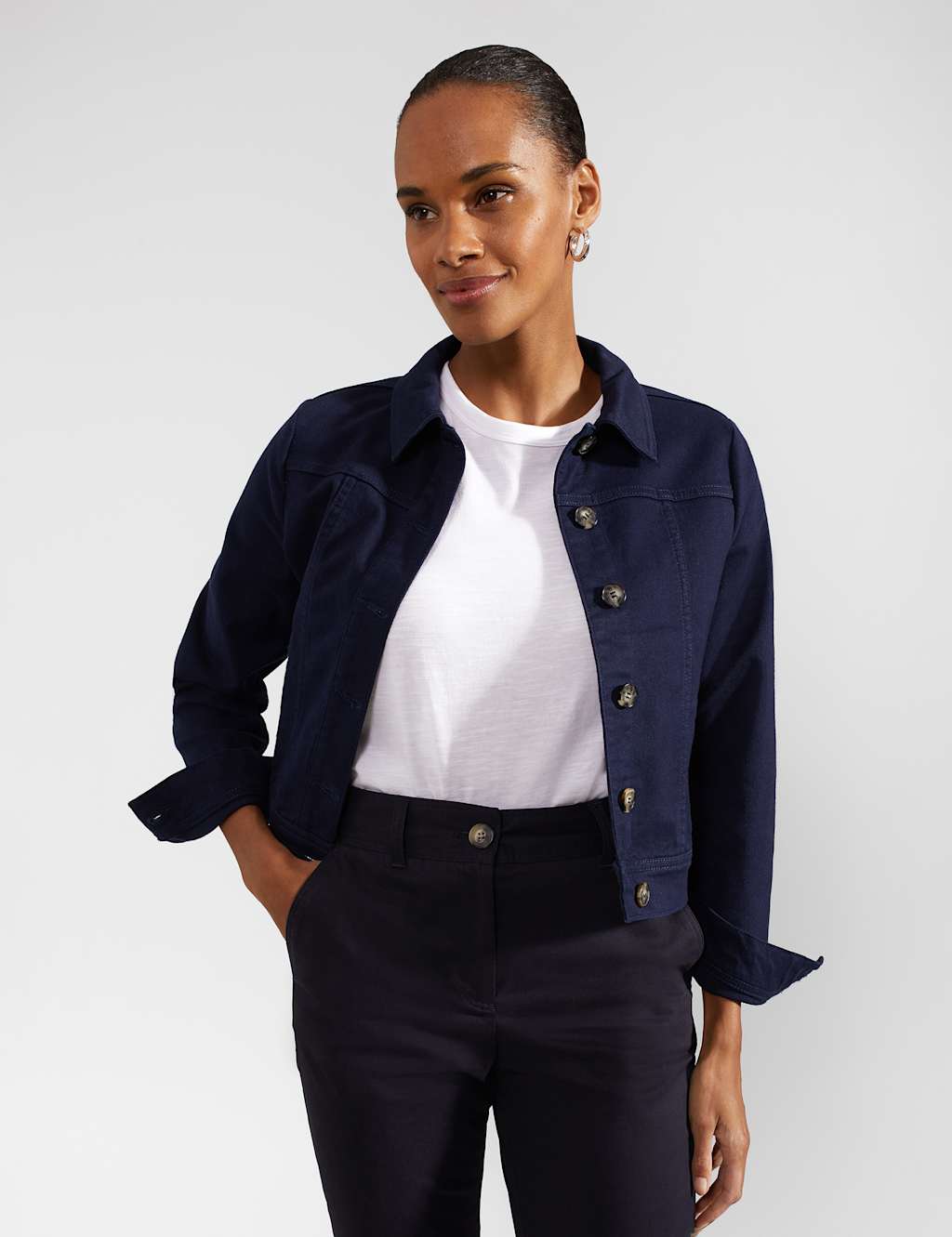 Cotton Rich Denim Cropped Jacket