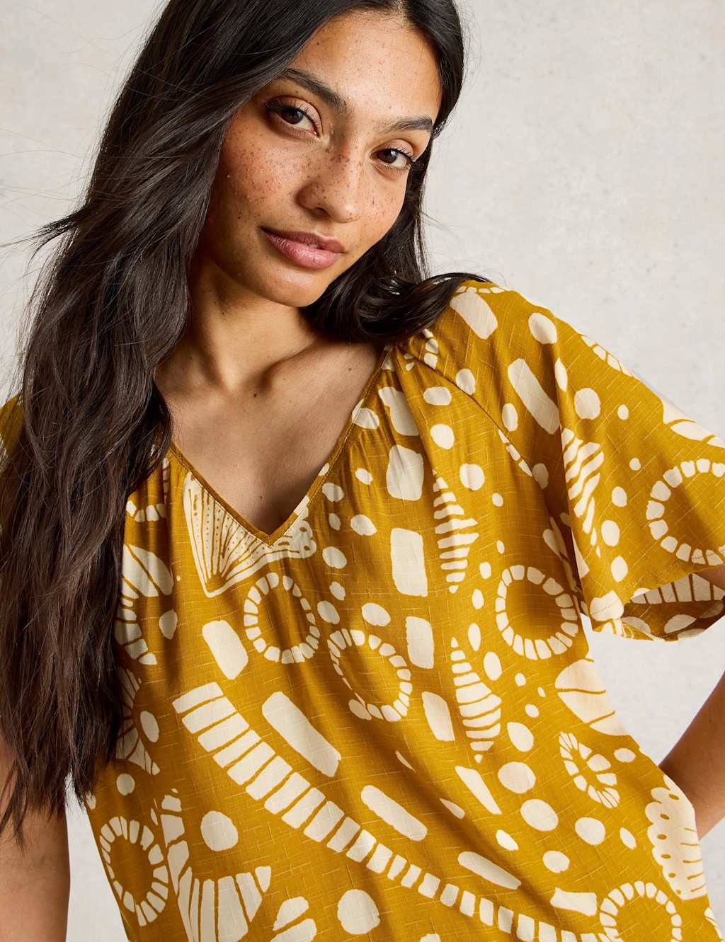 Printed V-Neck Top