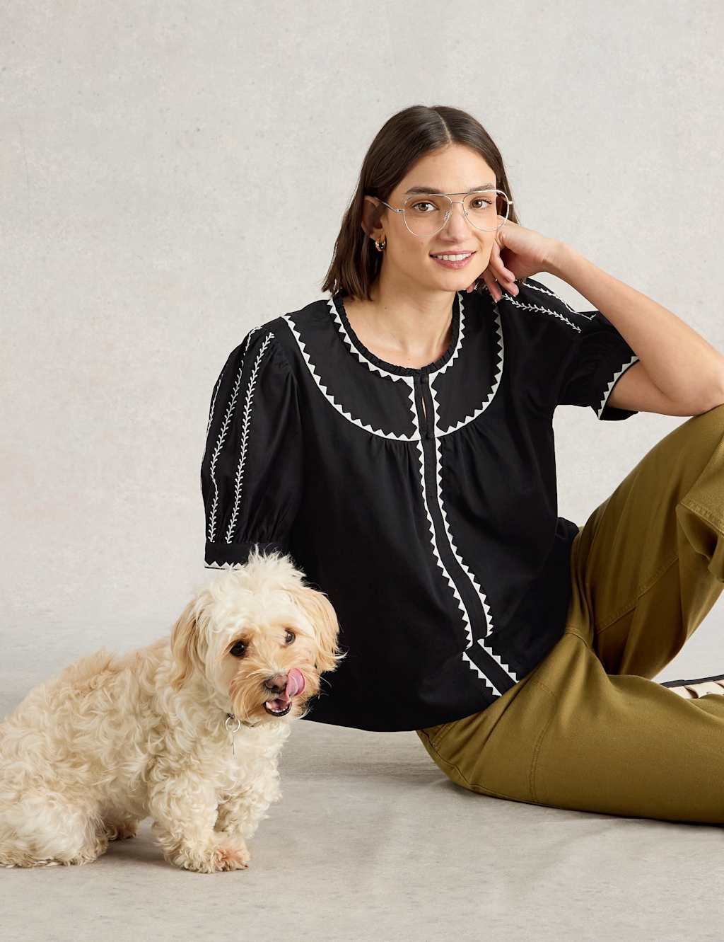 Pure Cotton Embroidered Top