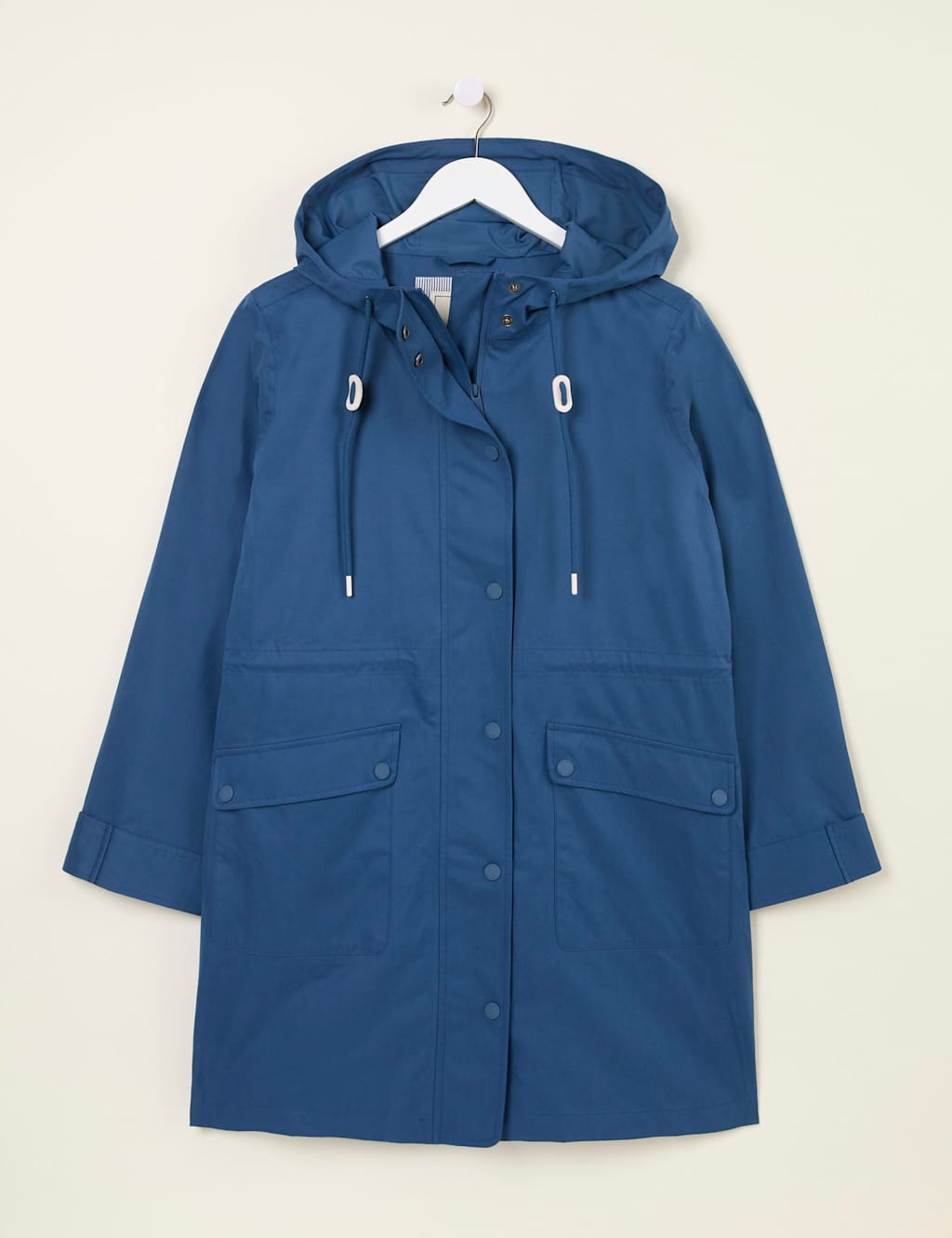 Cotton Blend Waterproof Hooded Longline Coat