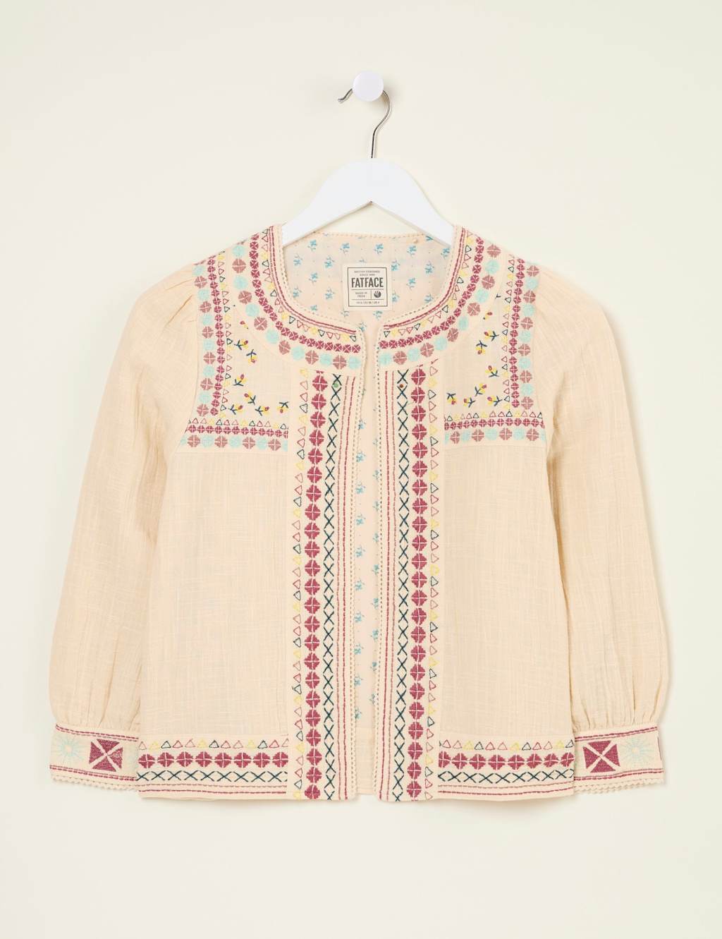 Pure Cotton Embroidered Open Short Jacket