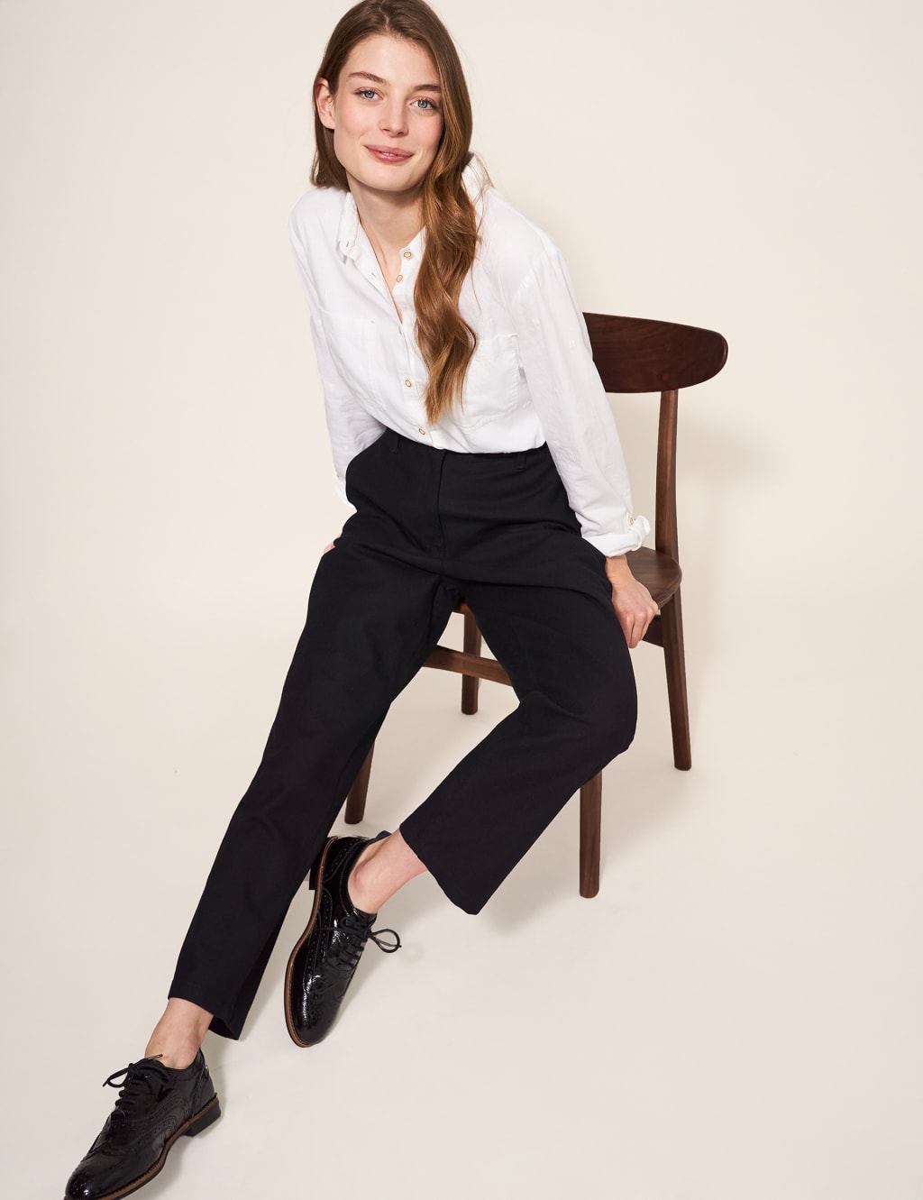 Cotton Rich Slim Fit Ankle Grazer Trousers