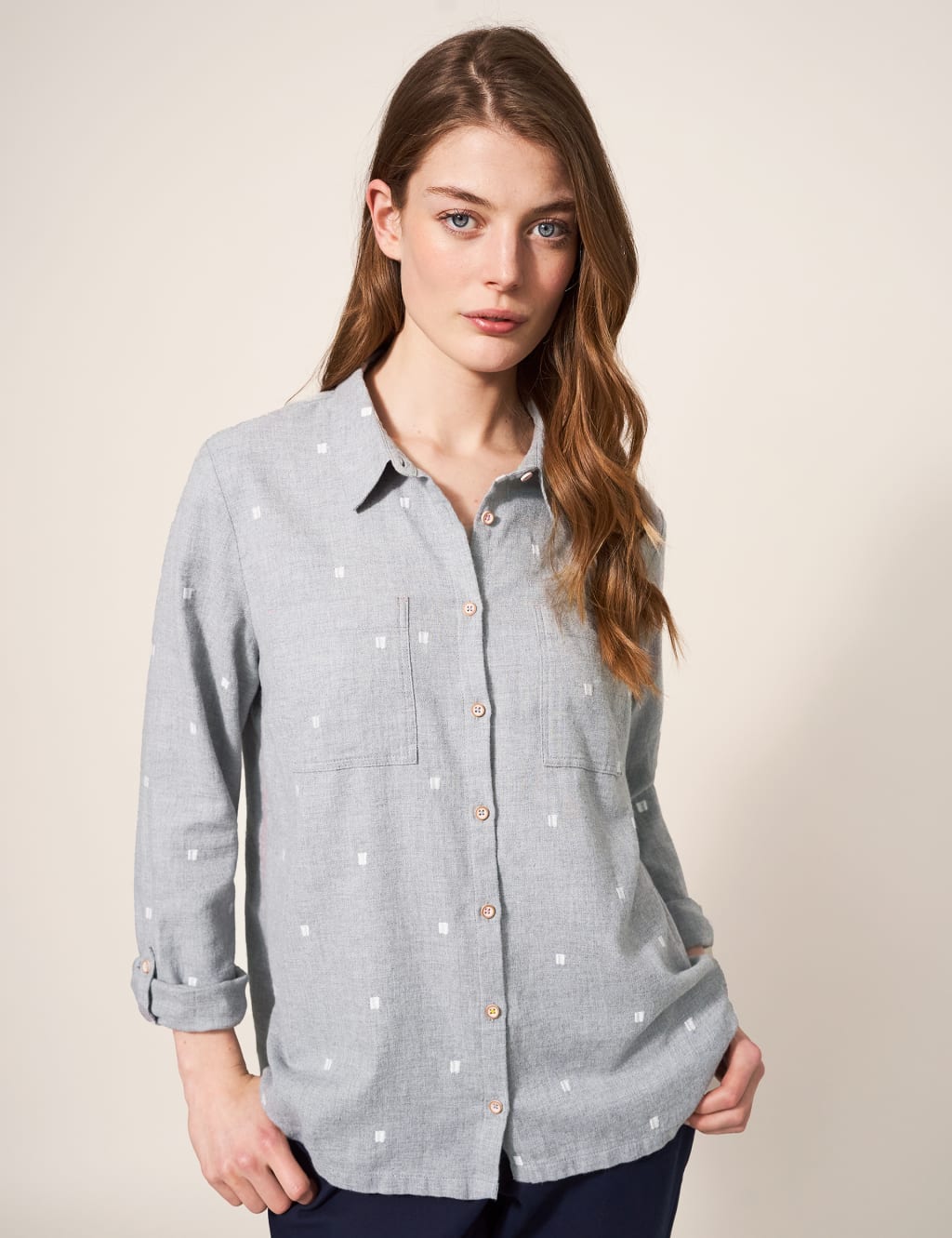 Pure Cotton Textured Collared Shirt