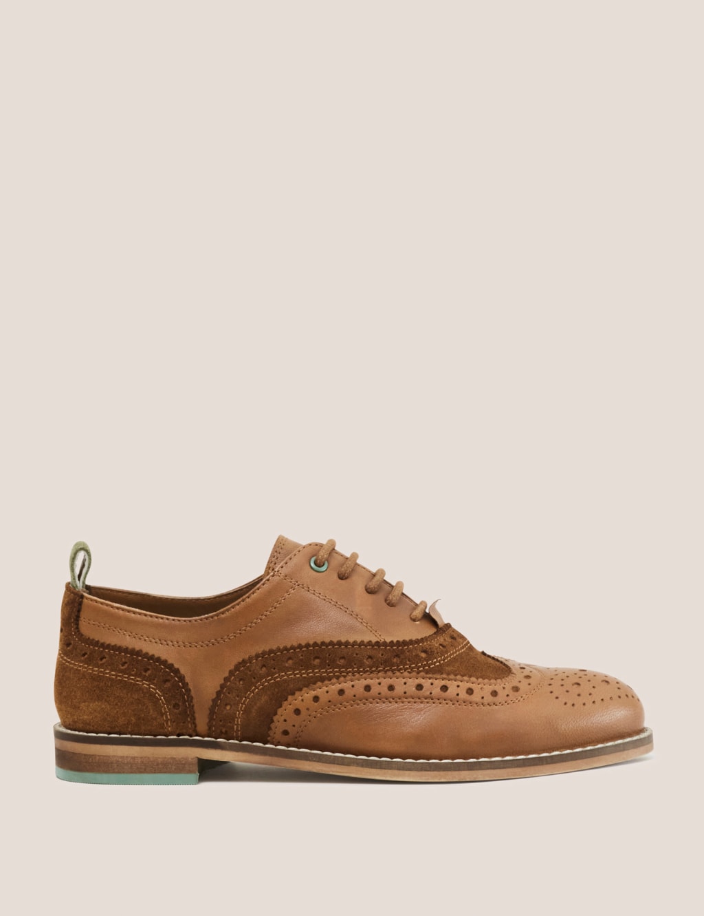 White Stuff Women's Leather Lace Up Flat Brogues - 6.5 - Tan, Tan