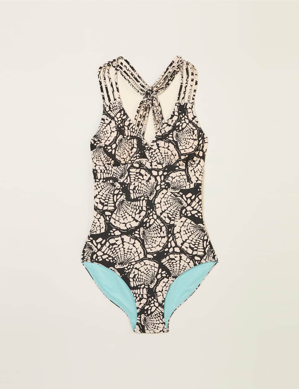 Shell Print Strap Detail Swimsuit