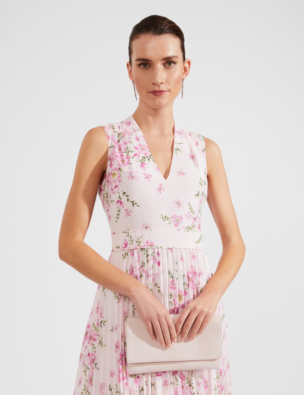 HOBBS Suede Clutch Bag Pink