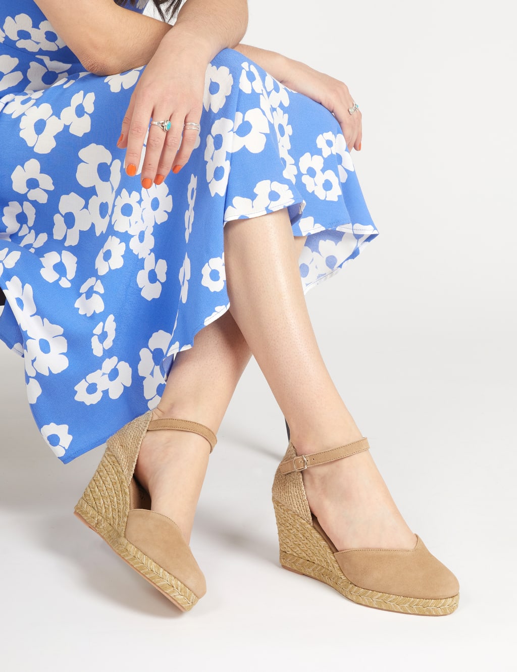 Jones Bootmaker Women's Suede Ankle Strap Wedge Espadrilles - 6 - Sand, Sand