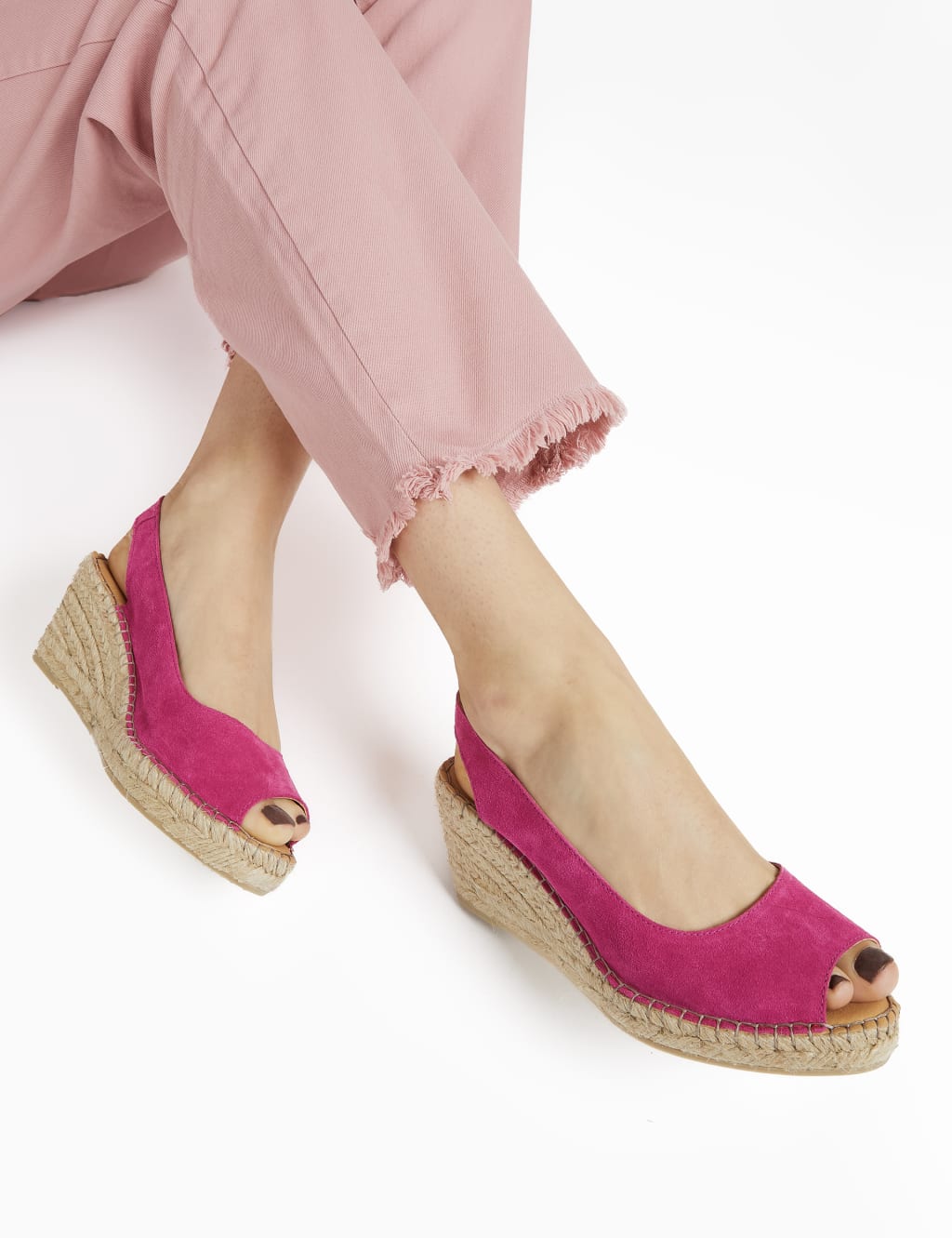 Suede Slingback Wedge Sandals