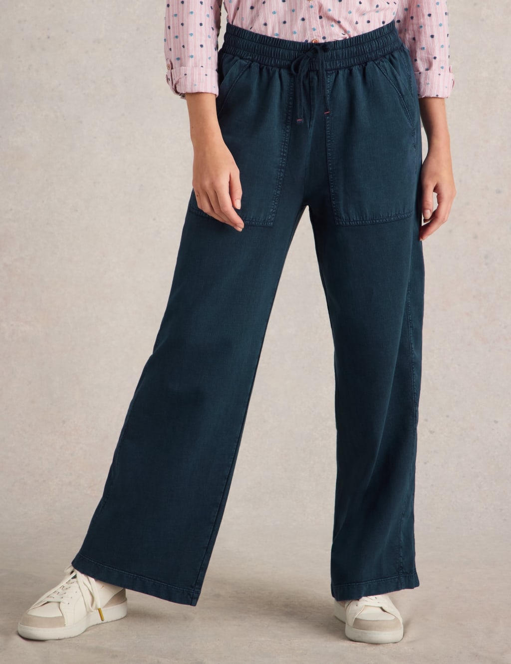 Pure Cotton Jersey Wide Leg Trousers