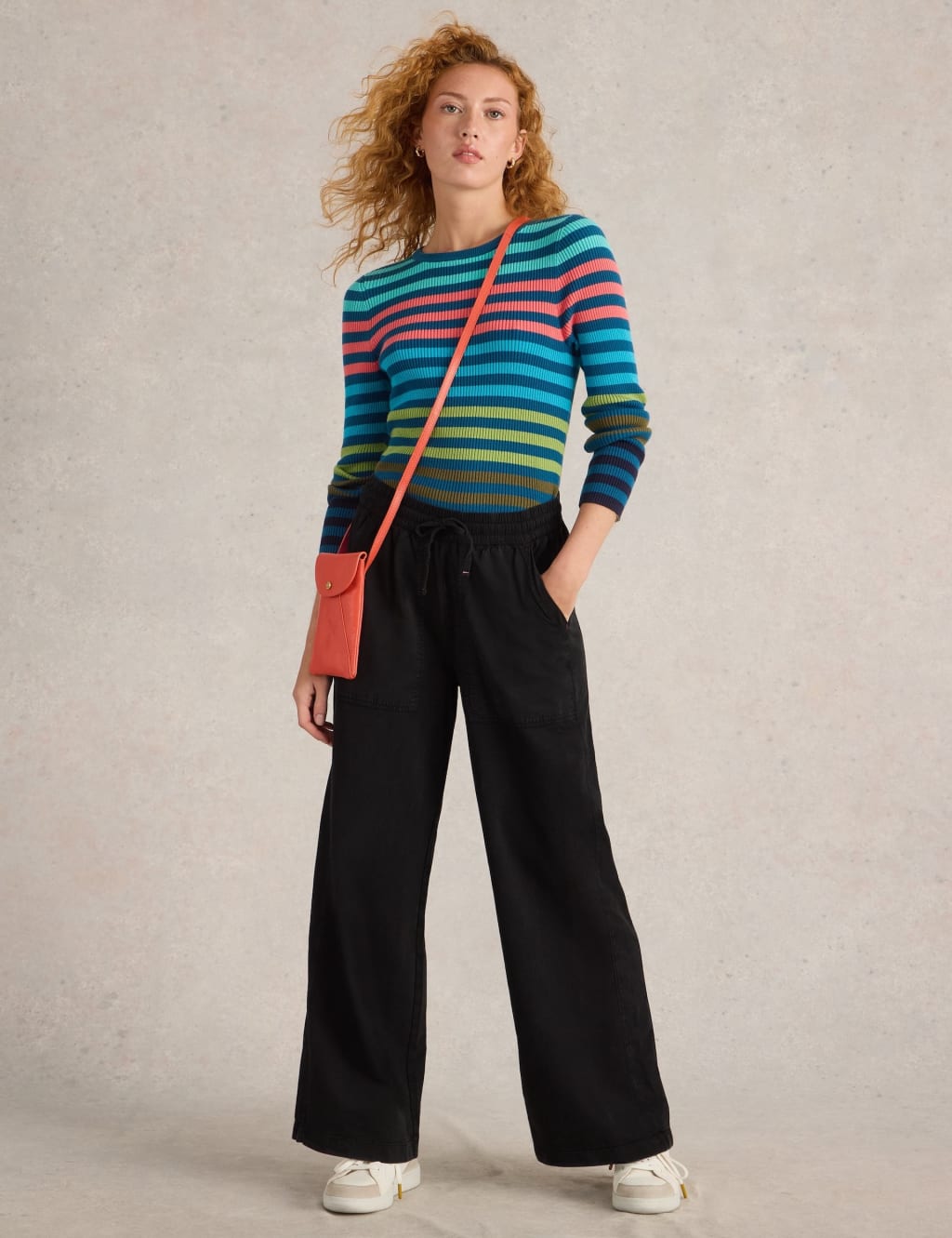 Pure Cotton Jersey Wide Leg Trousers