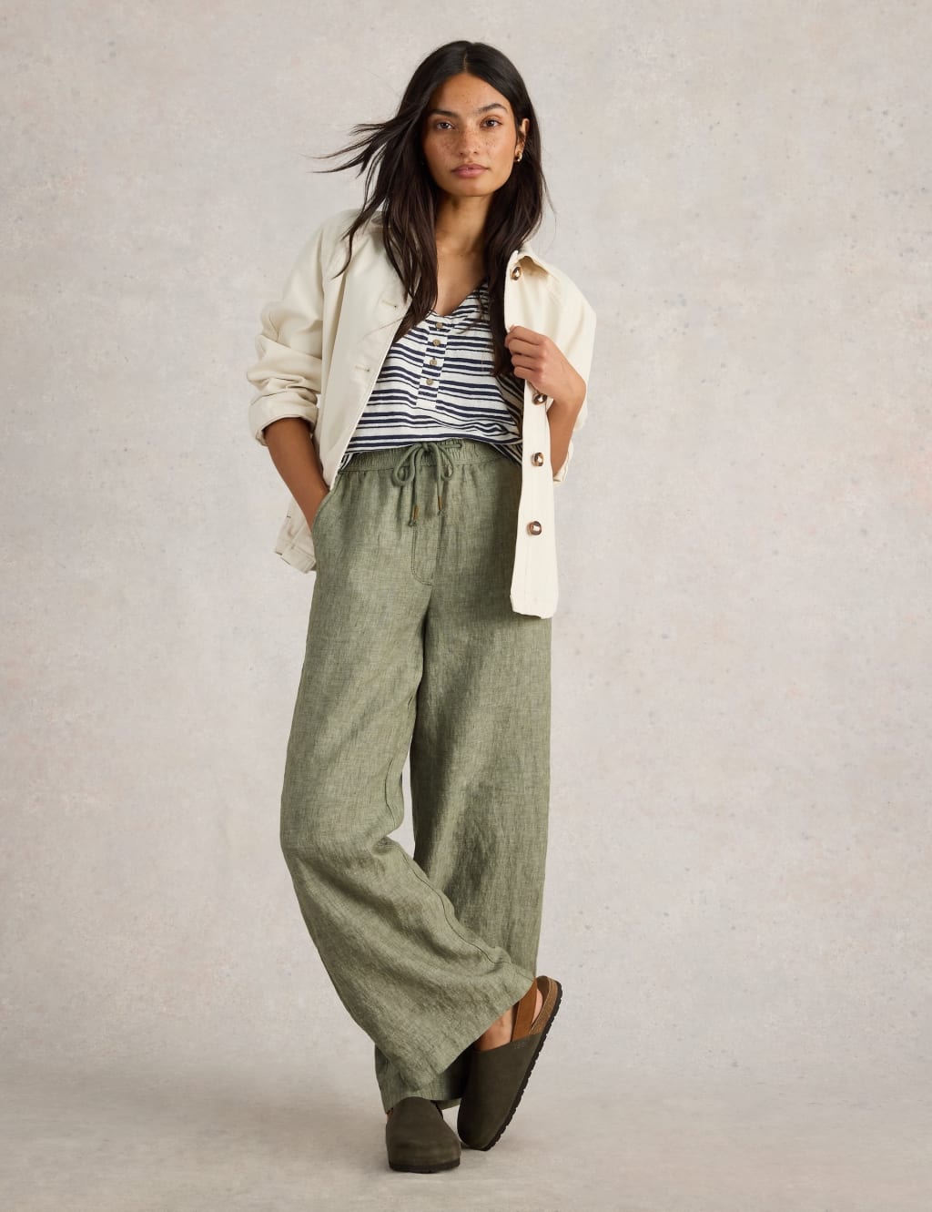 Pure Linen Wide Leg Trousers