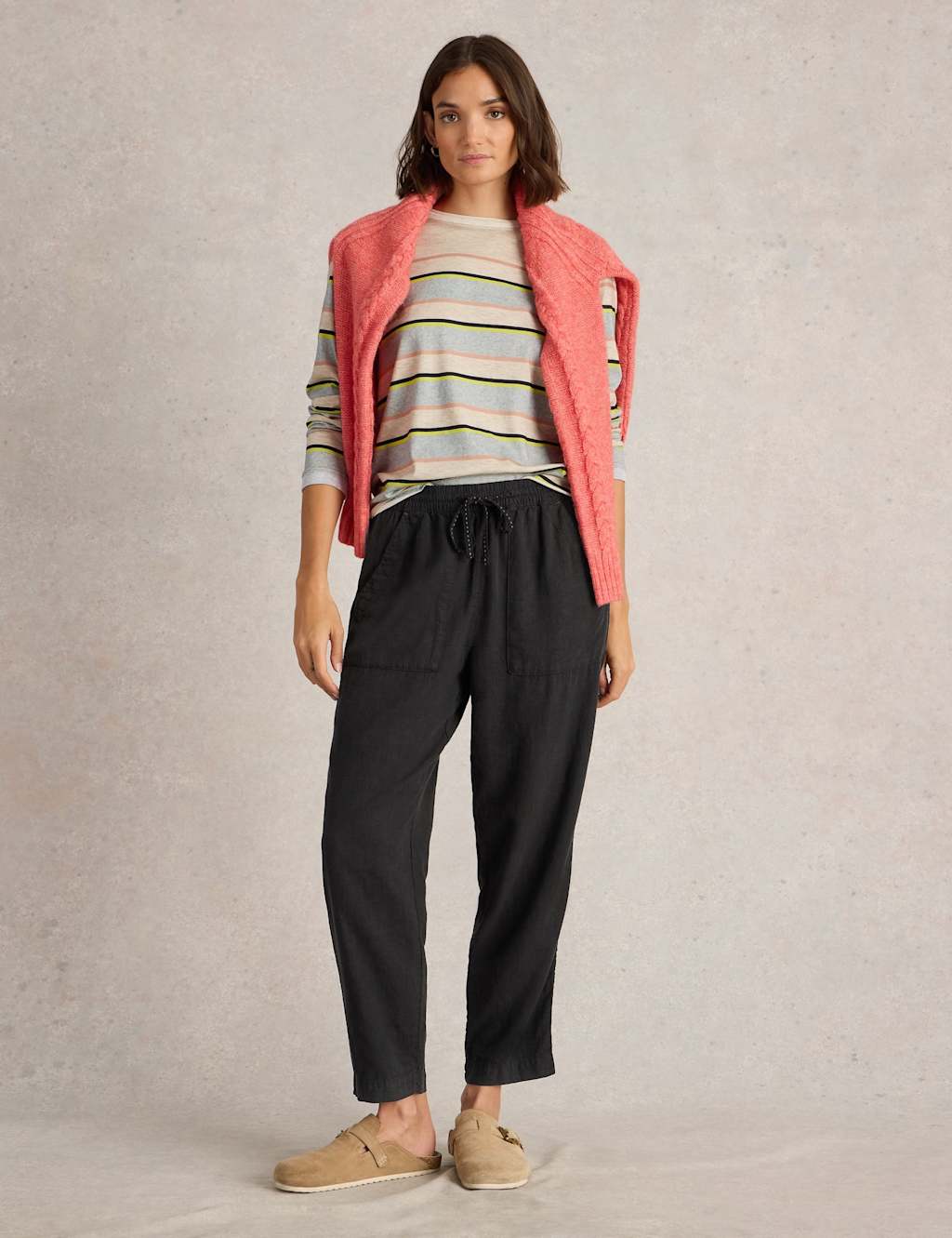 Linen Rich Relaxed Ankle Grazer Trousers