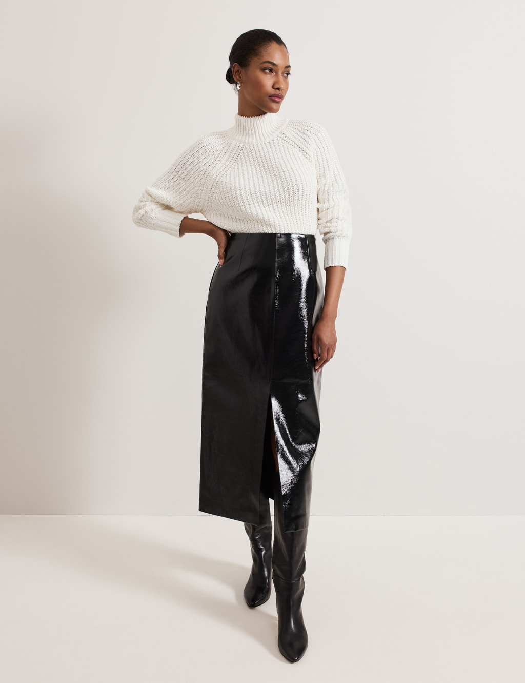 Split Front Midi Pencil Skirt