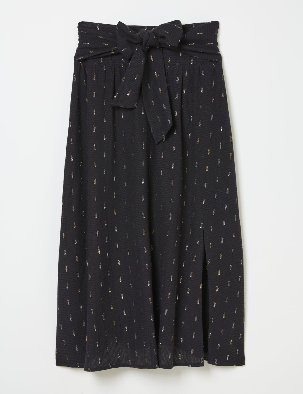 Printed Wrap Detail Maxi Split Front Skirt