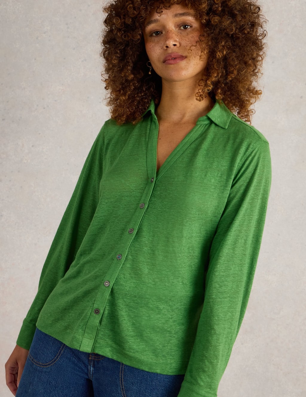Pure Linen Collared Shirt