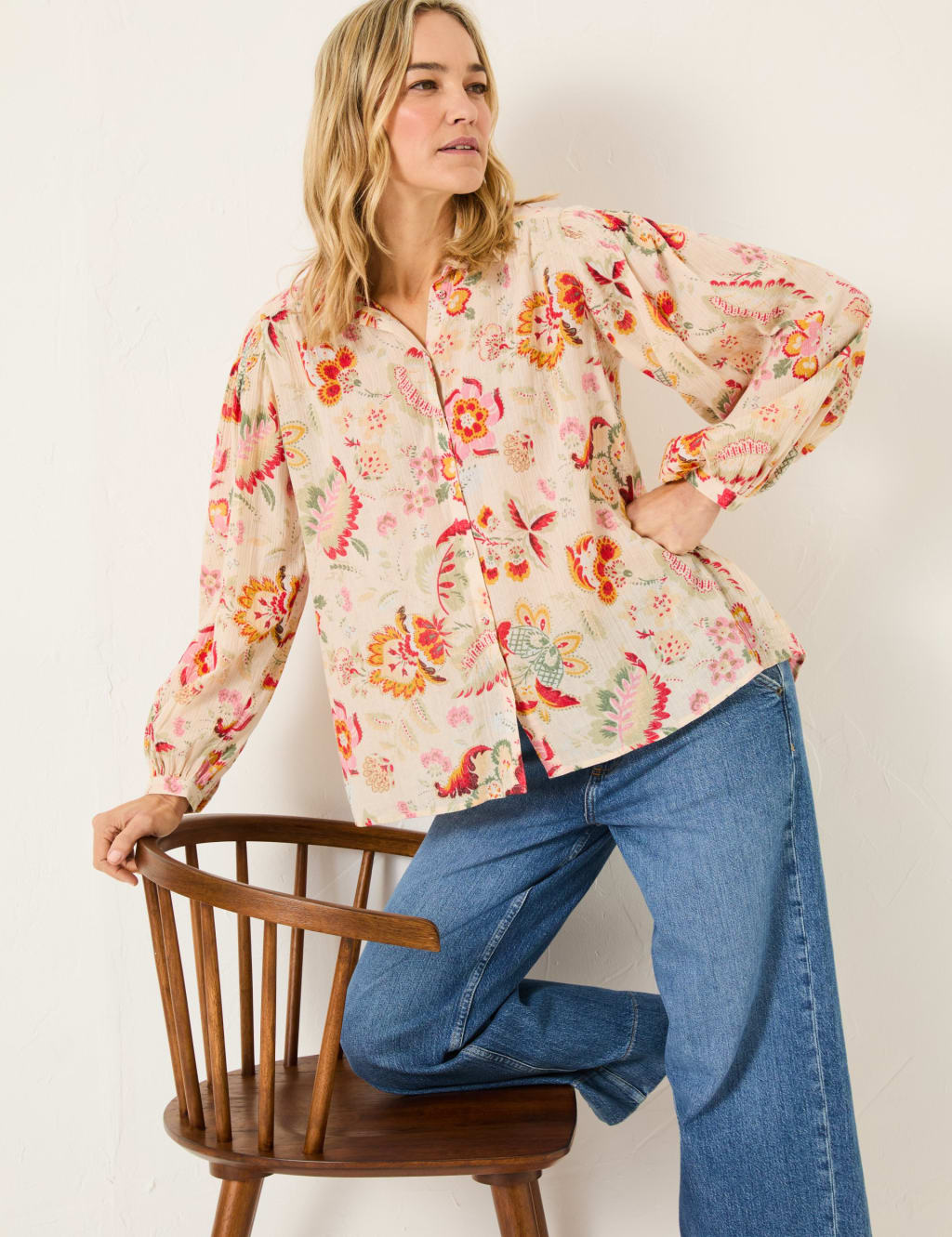 Pure Cotton Floral Textured Blouse