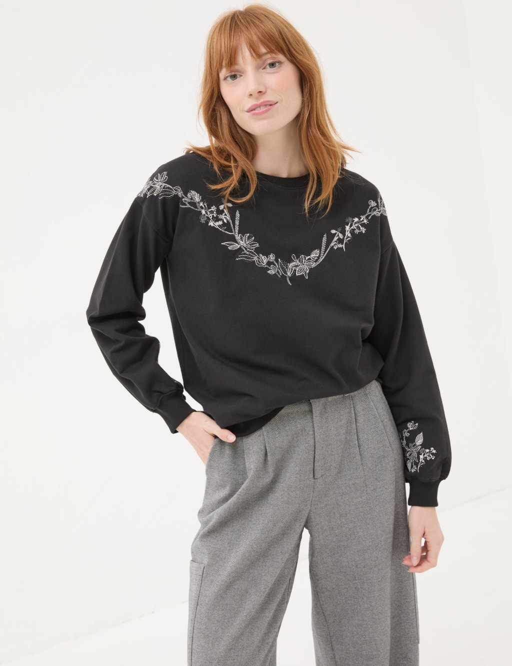 Women's embroidered sweatshirts on sale