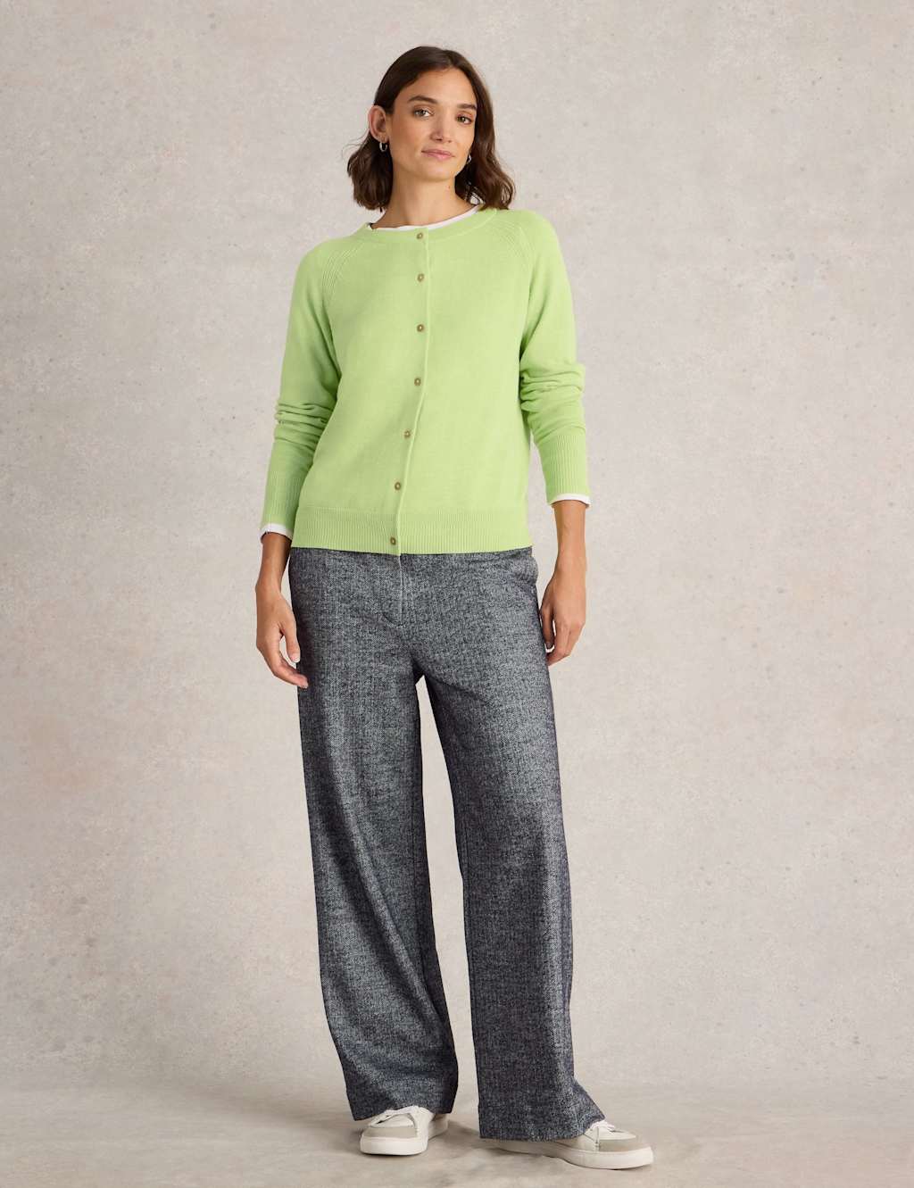 Pure Cotton Crew Neck Cardigan