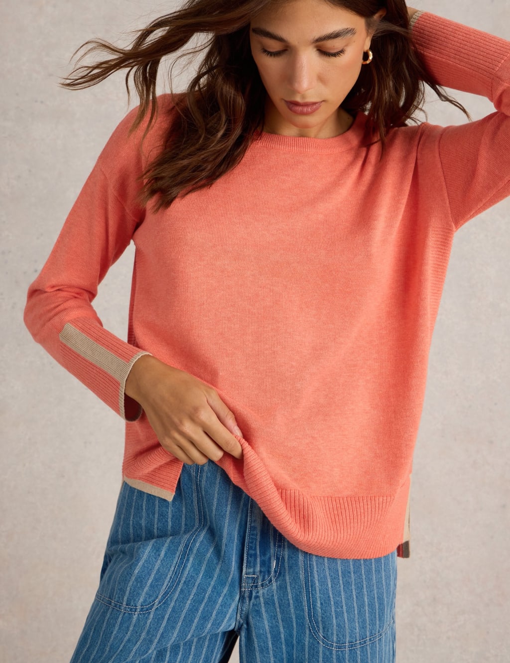 White Stuff Women's Cotton Blend Crew Neck Jumper - 8 - Red, Red