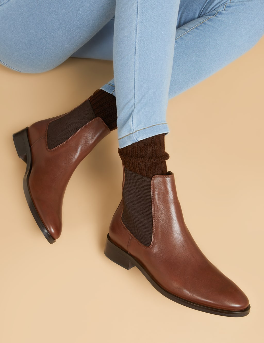 Leather Chelsea Flat Ankle Boots