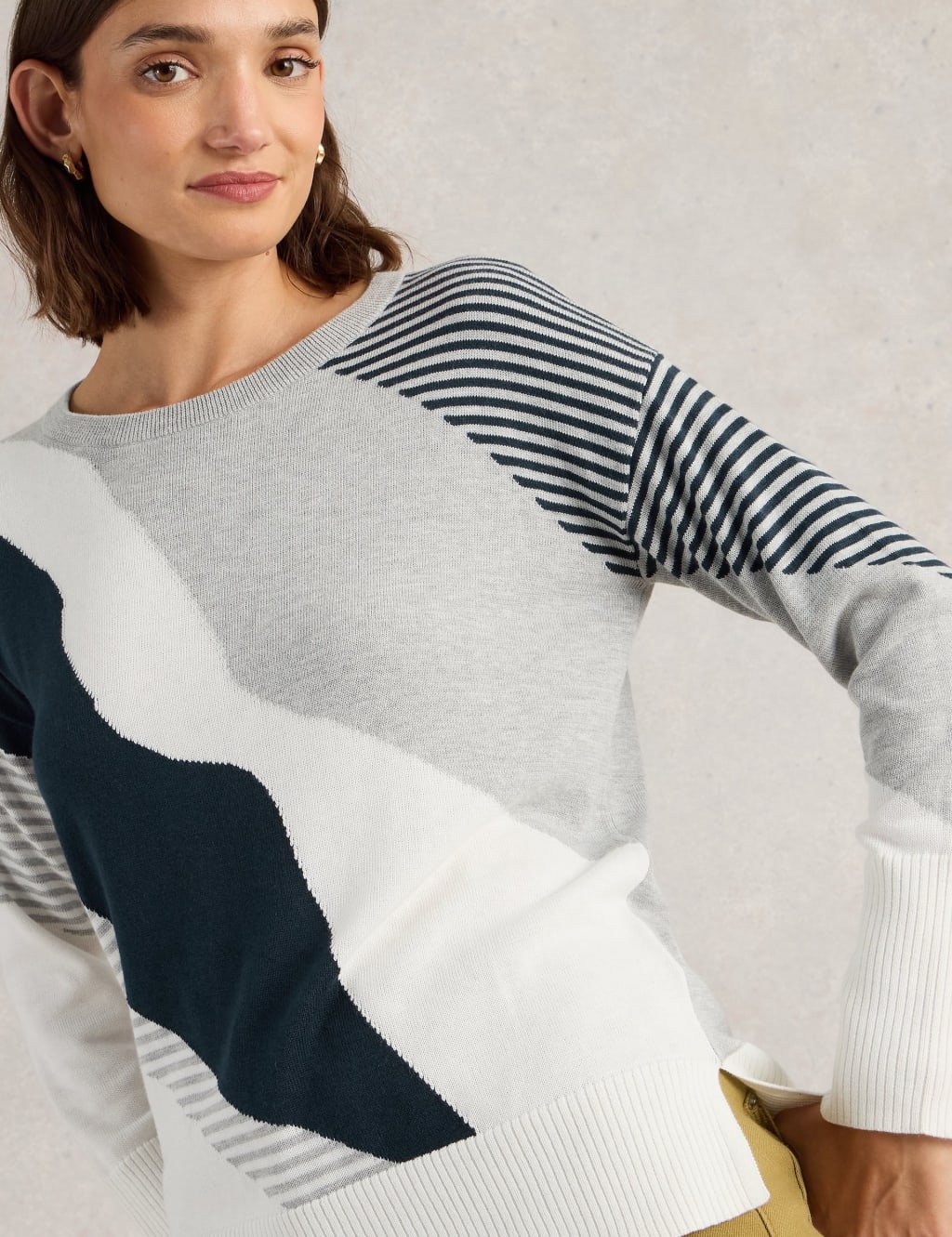 Cotton Blend Abstract Jumper