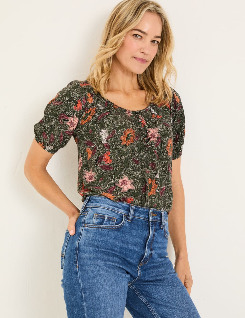 Floral Round Neck Blouse