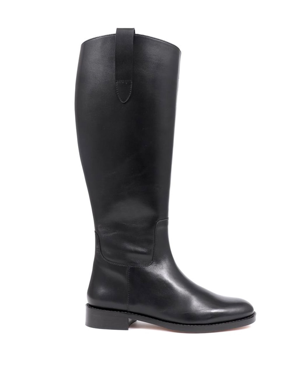 Jones Bootmaker Women's Leather Buckle Flat Knee High Boots - 6 - Black, Black,Tan