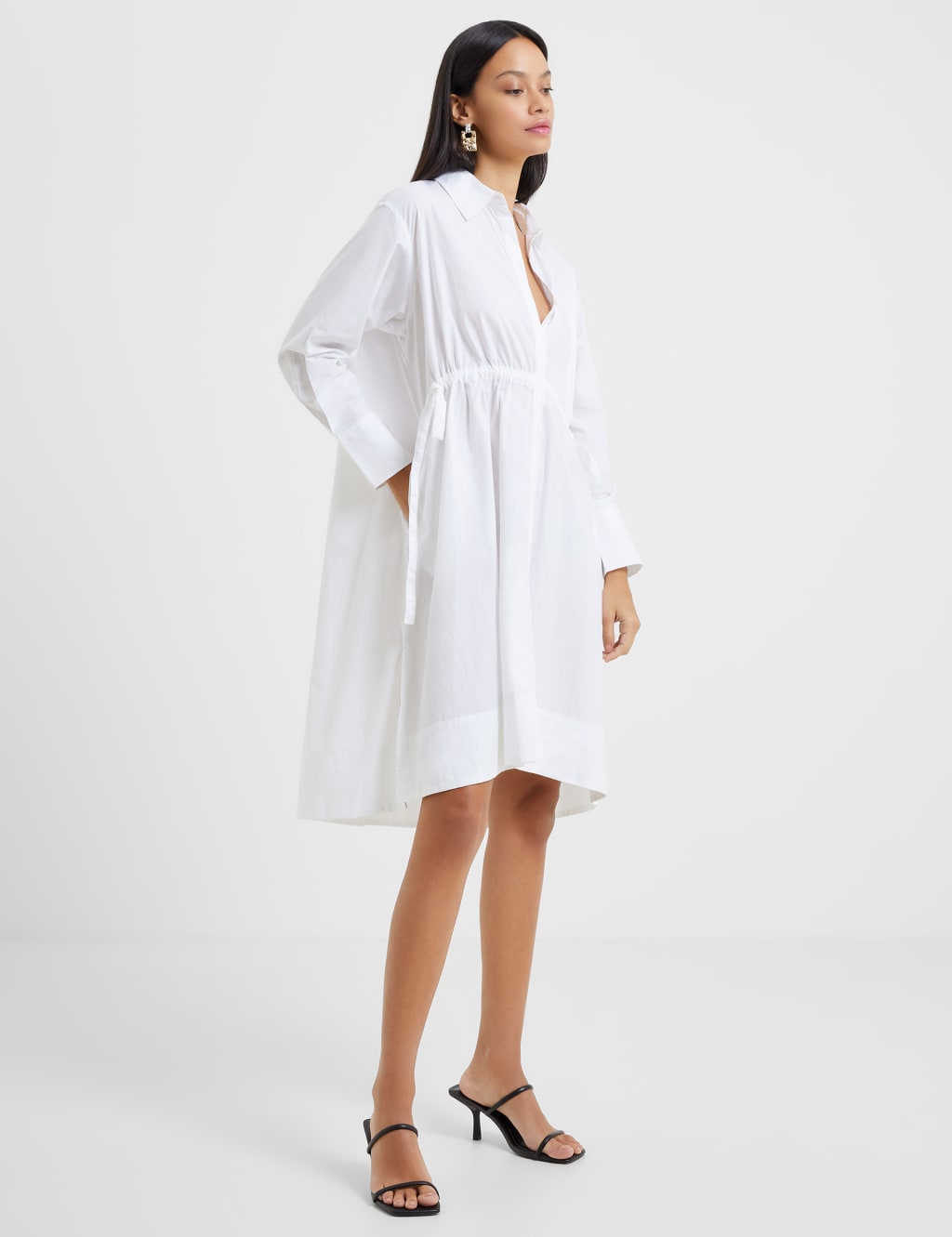 Pure Cotton Knee Length Shirt Dress