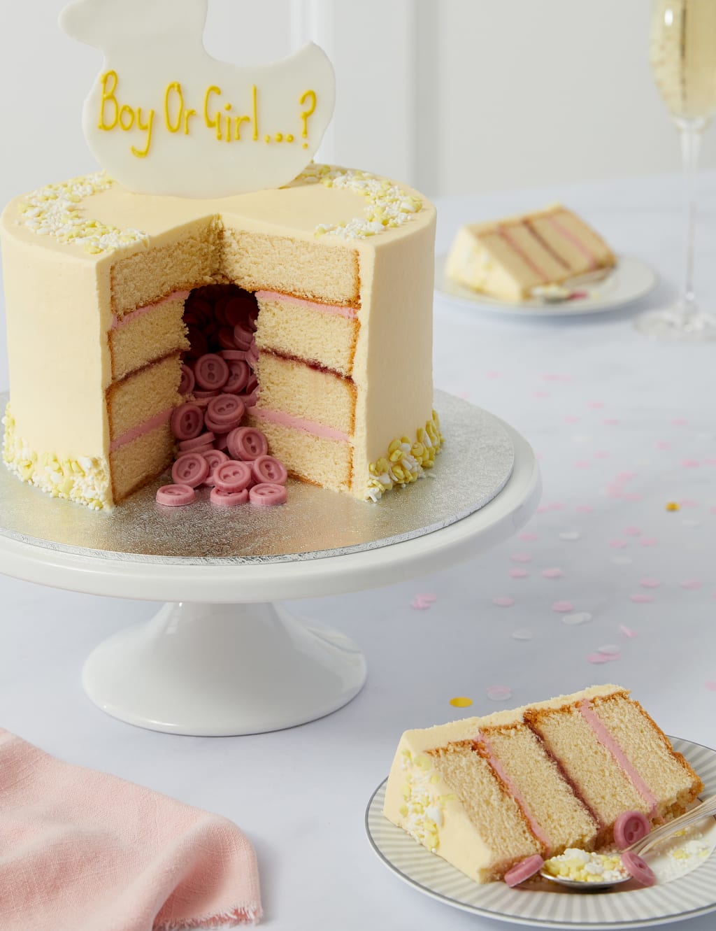 Personalised Gender Reveal Cake - Girl (Serves 16)
