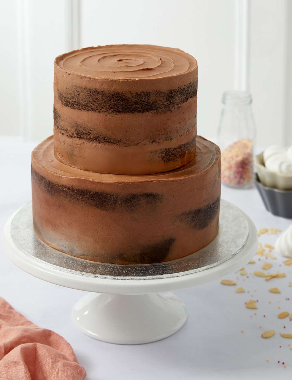 Chocolate Two Tier Naked Cake (Serves 36)