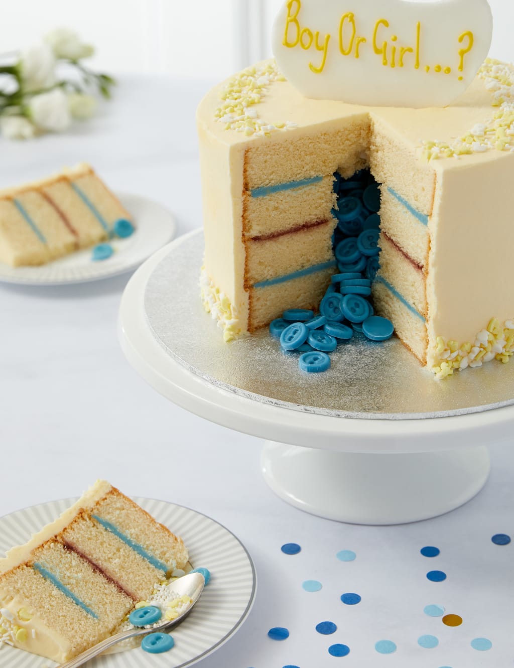 Personalised Gender Reveal Cake - Boy (Serves 16)