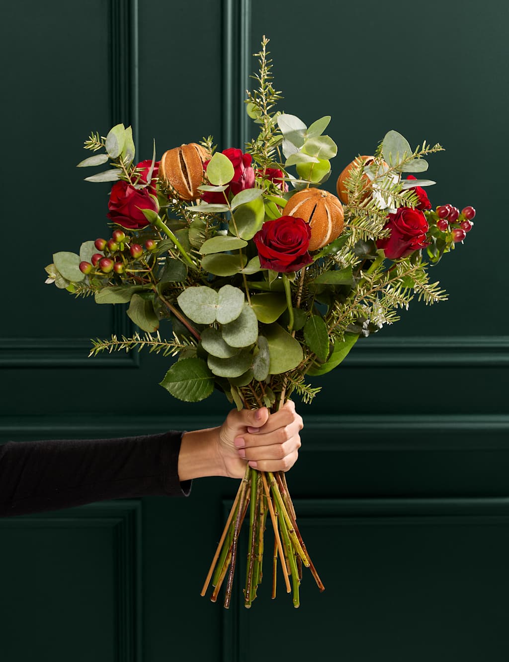Flower Market Festive Red Rose Eucalyptus & Hypericum