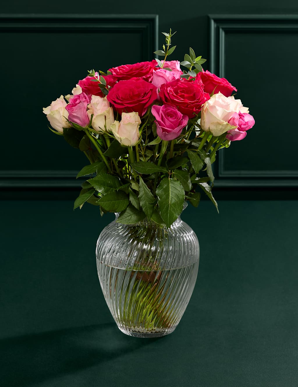M&S Flower Market Valentine's Mixed Rose Bouquet with Vase image