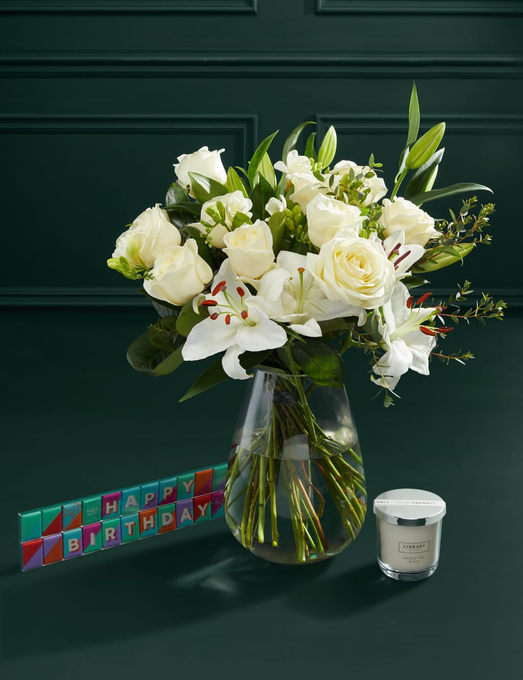 Birthday Rose Bouquet with Chocolates & Scented Candle