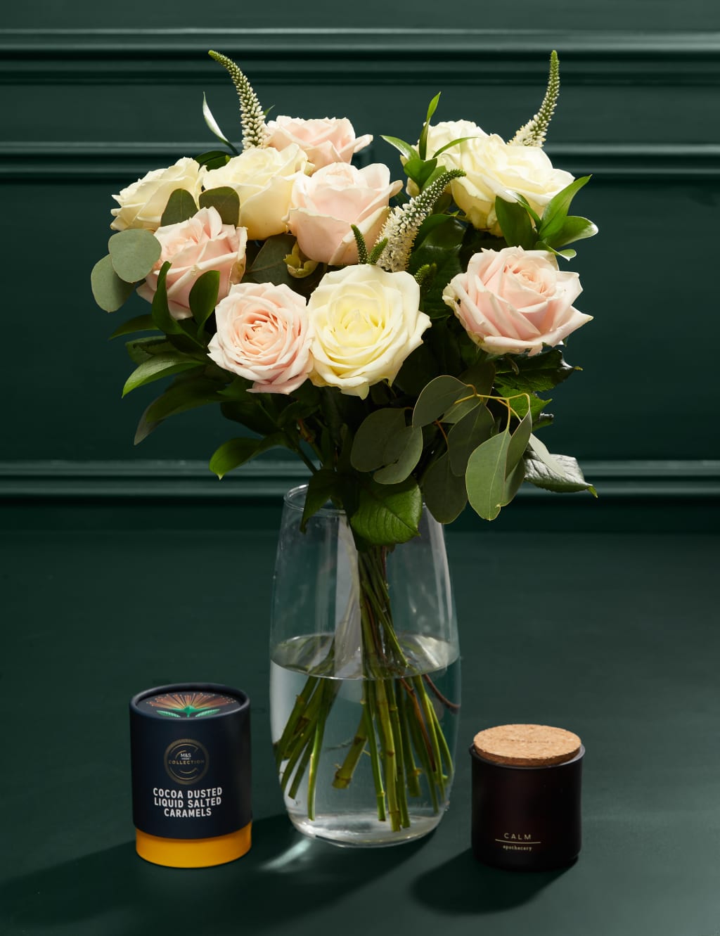Thinking of You Rose Bouquet with Salted Caramels & Candle