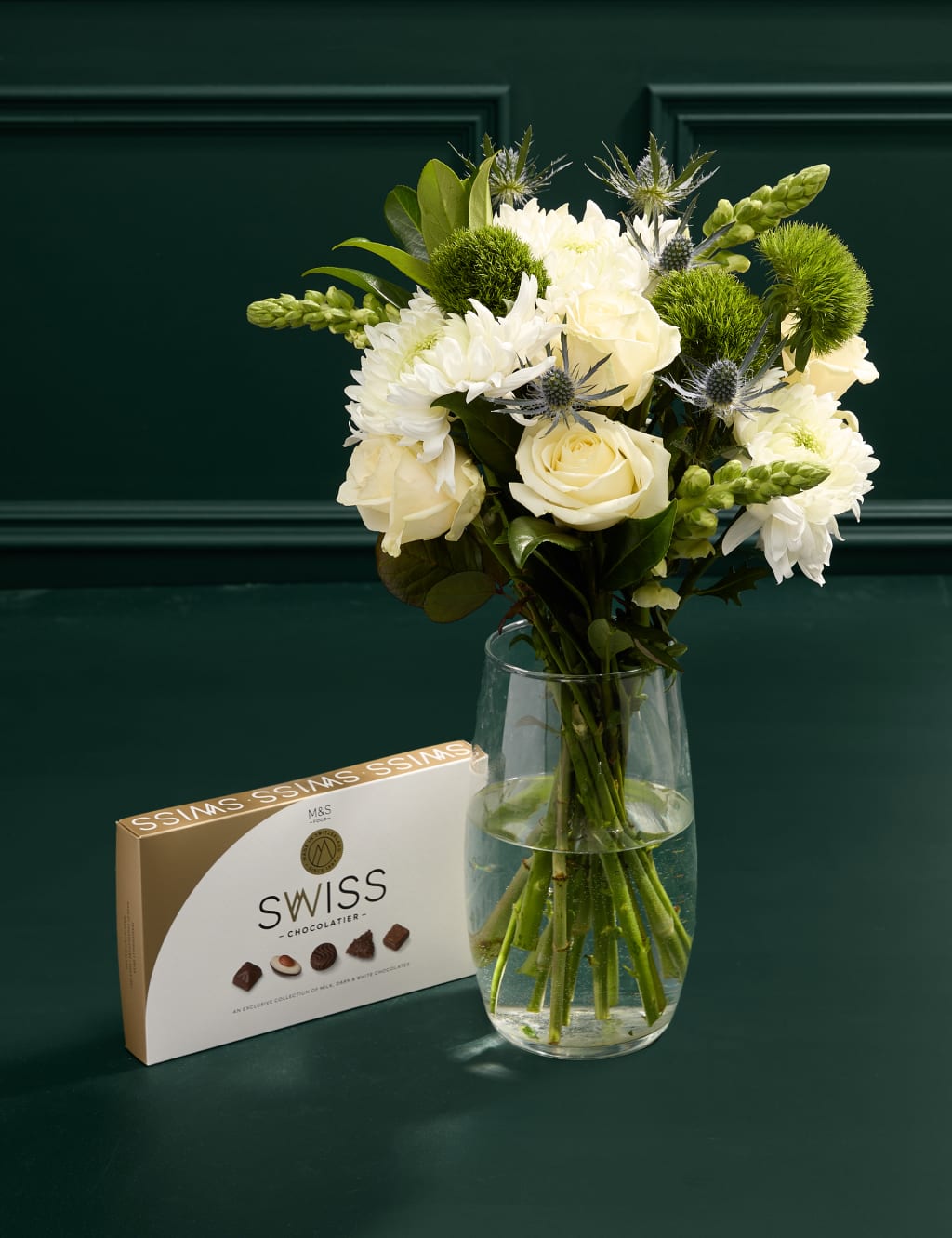 Rose & Thistle Bouquet with Swiss Chocolates