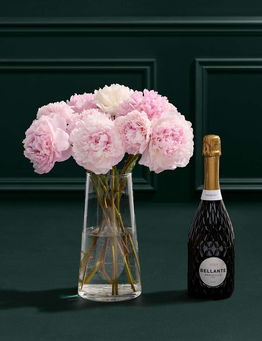 Seasonal Peony Bouquet with Prosecco